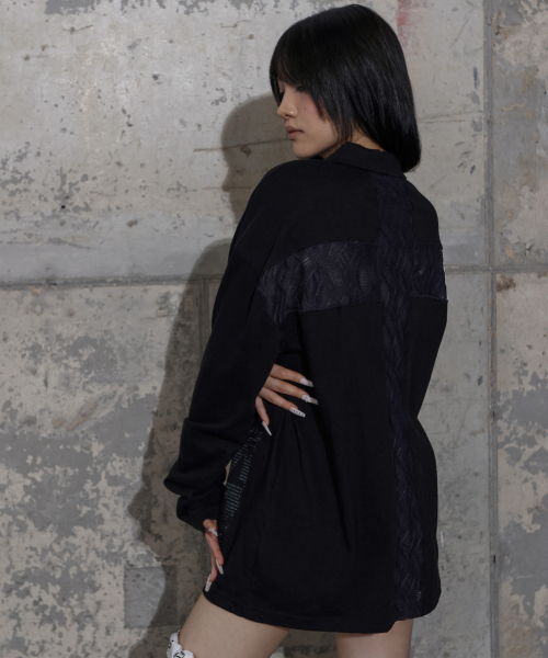 FANCY CLUB(ファンシークラブ)の「バッククロスオーバーサイズカラーTシャツ (ブラック) F25ZB021(ポロシャツ・レディース・その他・ONE SIZE)」の1枚目の写真