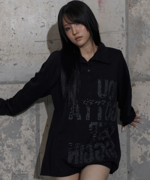 FANCY CLUB(ファンシークラブ)の「バッククロスオーバーサイズカラーTシャツ (ブラック) F25ZB021(ポロシャツ・レディース・その他・ONE SIZE)」の2枚目の写真