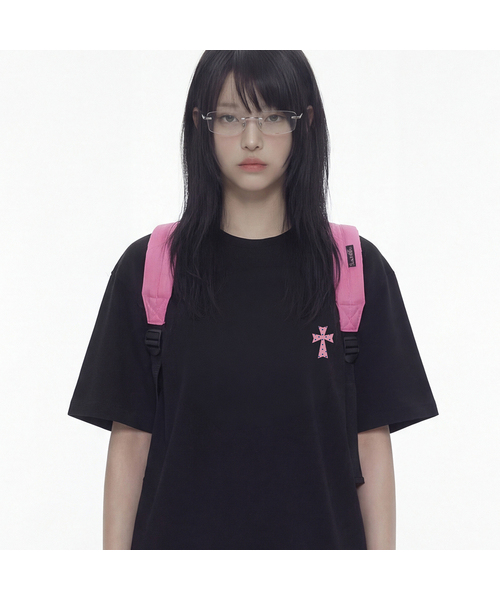 GRAVER（グレーバー）の「[ユニセックス]スモールDOTCROSS半袖Tシャツ_3カラー（Tシャツ/カットソー・レディース・ブラック/チャコールグレー/ホワイト・LARGE/MEDIUM/SMALL）」の2枚目の写真