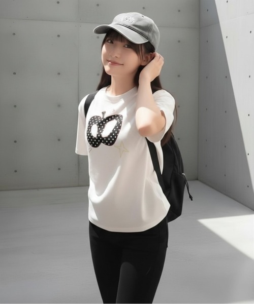 center i(センターアイ)の「ドットアップルプリントTシャツ(Tシャツ/カットソー・レディース・ホワイト・FREE)」の2枚目の写真