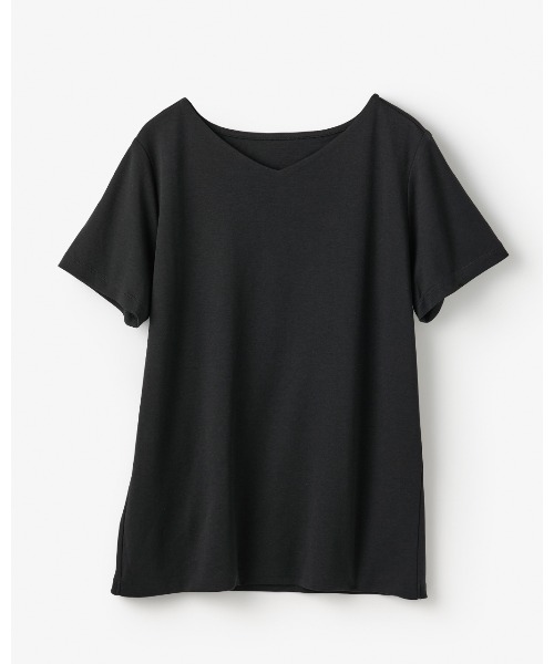 DoCLASSE( ドゥクラッセ)の「【浅Vネック・半袖/スーピマ・DoT】(Tシャツ/カットソー・レディース・グリーン/ブラック/ライトグレー/ダークネイビー/ホワイト・L/M/LL)」の14枚目の写真
