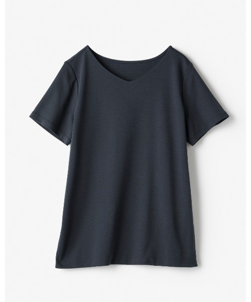 DoCLASSE( ドゥクラッセ)の「【浅Vネック・半袖/スーピマ・DoT】(Tシャツ/カットソー・レディース・グリーン/ブラック/ライトグレー/ダークネイビー/ホワイト・L/M/LL)」の6枚目の写真