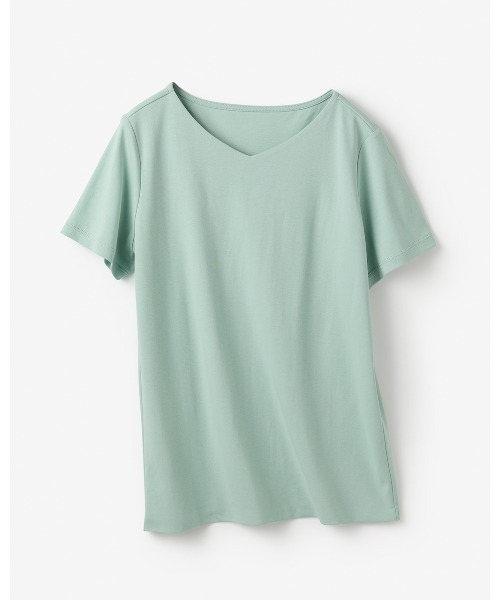 DoCLASSE( ドゥクラッセ)の「【浅Vネック・半袖/スーピマ・DoT】(Tシャツ/カットソー・レディース・グリーン/ブラック/ライトグレー/ダークネイビー/ホワイト・L/M/LL)」の8枚目の写真