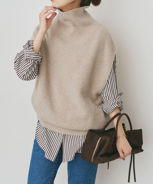 Spick & Span(スピックアンドスパン)の「《新色有り / 追加》オフタートルニットベスト(ベスト・レディース・チャコールグレー/ベージュ/ボルドー・FREE)」の18枚目の写真