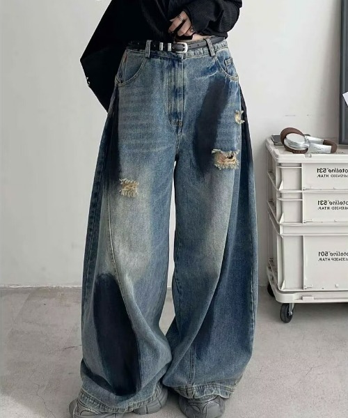 REBALANCE(リバランス)の「ワイドデニムパンツ(デニムパンツ・レディース・A・MEDIUM/LARGE/X-LARGE)」の1枚目の写真
