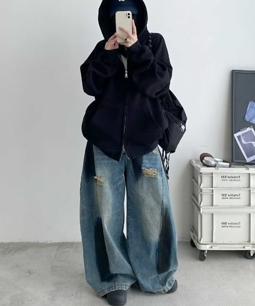 REBALANCE(リバランス)の「ワイドデニムパンツ(デニムパンツ・レディース・A・MEDIUM/LARGE/X-LARGE)」の5枚目の写真