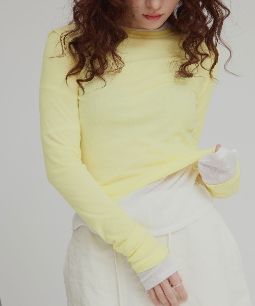 W:Huku(フーク)の「リバーシブルロングスリーブTシャツ / Reversible Long-Sleeve T-Shirt(Tシャツ/カットソー・レディース・ブラック/オフホワイト/ブルー系その他/イエロー系その他/ベージュ・FREE)」の5枚目の写真