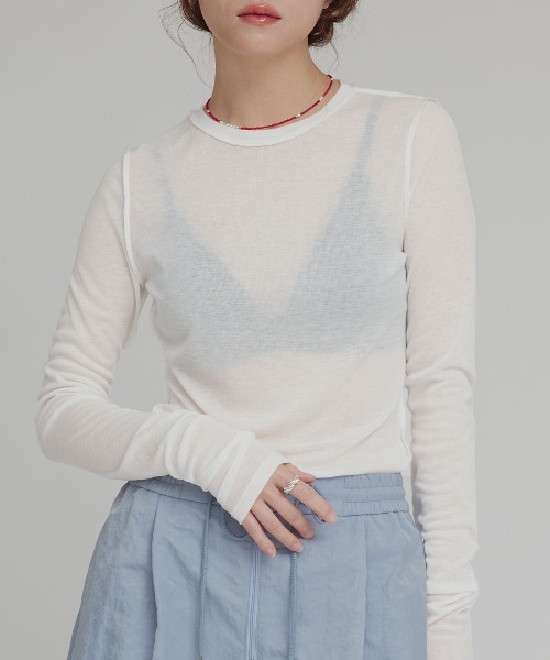 W:Huku(フーク)の「リバーシブルロングスリーブTシャツ / Reversible Long-Sleeve T-Shirt(Tシャツ/カットソー・レディース・ブラック/オフホワイト/ブルー系その他/イエロー系その他/ベージュ・FREE)」の8枚目の写真
