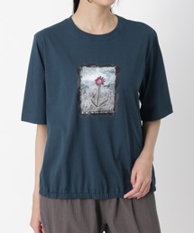 SUPER　HAKKA×武内明子　「petal　frame」プリント＋刺繍Tシャツ