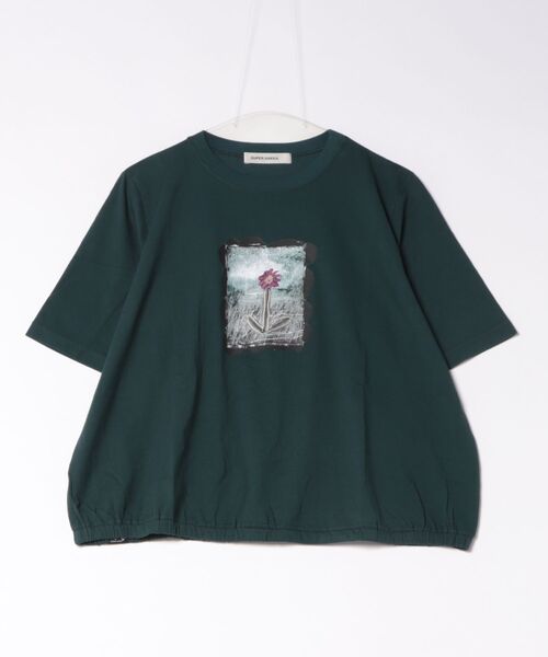 SUPER HAKKA(スーパーハッカ)の「SUPER HAKKA×武内明子 「petal frame」プリント+刺繍Tシャツ(Tシャツ/カットソー・レディース・ブルー/グリーン/ライトグレー・FREE)」の7枚目の写真