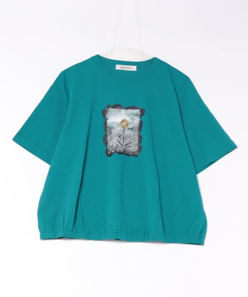 SUPER HAKKA(スーパーハッカ)の「SUPER HAKKA×武内明子 「petal frame」プリント+刺繍Tシャツ(Tシャツ/カットソー・レディース・ブルー/グリーン/ライトグレー・FREE)」の8枚目の写真