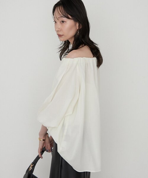 LOUNGEDRESS(ラウンジドレス)の「《セットアップ可》【JAPAN MADE】カラミメッシュオフショルプルオーバー(シャツ/ブラウス・レディース・ブラック/オフホワイト/ブラウン・FREE)」の9枚目の写真