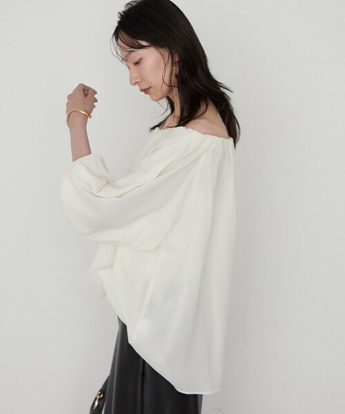 LOUNGEDRESS(ラウンジドレス)の「《セットアップ可》【JAPAN MADE】カラミメッシュオフショルプルオーバー(シャツ/ブラウス・レディース・ブラック/オフホワイト/ブラウン・FREE)」の10枚目の写真