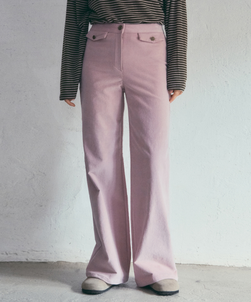 OURNOSTALGIA(アワー ノスタルジア)の「Twin Flap Corduroy Pants_Vintage Pink(O25-PT15)(その他パンツ・レディース・ピンク・MEDIUM/SMALL)」の1枚目の写真