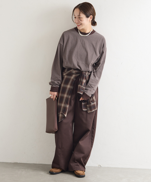 JOURNAL STANDARD(ジャーナルスタンダード)の「【oaedit】 ボーダープルオーバー(Tシャツ/カットソー・レディース・ワイン/ダークブルー/チョコ・FREE)」の11枚目の写真