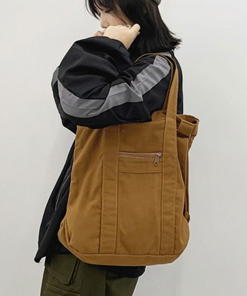 florist(フローリスト)の「【A4収納可・2WAY】カジュアルキャンバストートバッグ/ショルダーバッグ(ショルダーバッグ・レディース・グレー/ブラック/グリーン/ブラウン・FREE)」の9枚目の写真