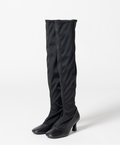 PRANK PROJECT(プランクプロジェクト)の「【2026Autumn Pre-Order】ファブリックコンビストレッチロングブーツ / Fabric Combination Stretch Long Boots(ブーツ・レディース・ブラック・38/37/36)」の1枚目の写真