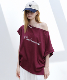 LETTERING OFF SHOULDER TOP_PLUM