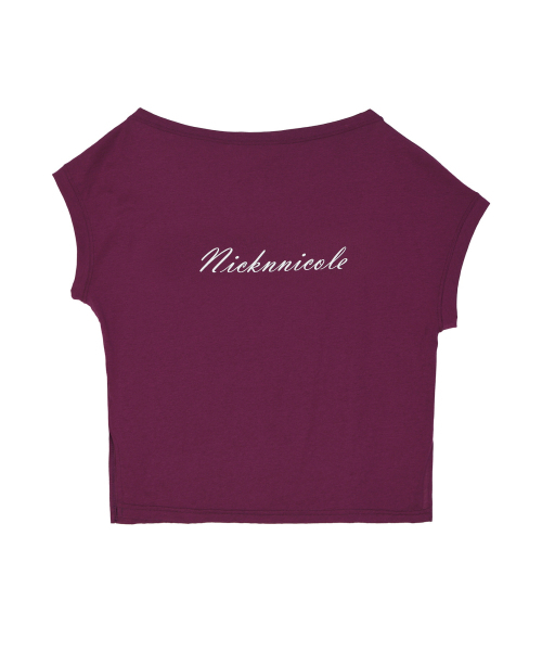 NICK&NICOLE(ニックアンドニコール)の「LETTERING OFF SHOULDER TOP_PLUM(Tシャツ/カットソー・レディース・その他・FREE)」の4枚目の写真