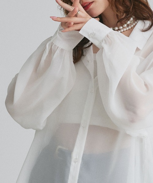ad thie(アドティエ)の「オーバーサイズ シアー シャツ(シャツ/ブラウス・レディース・ブラック/ダークブラウン/オフホワイト/ブルー・FREE)」の10枚目の写真