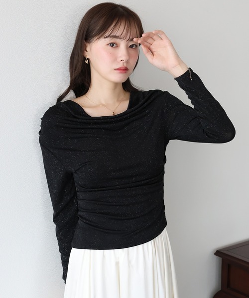 BLUEEAST(ブルーイースト)の「ラメドレープカットソー(Tシャツ/カットソー・レディース・グレー/ホワイト/ブラック・MEDIUM)」の7枚目の写真