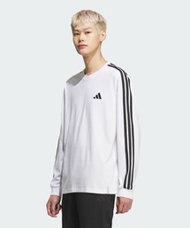 エッセンシャルズ プラス ルーズフィット スリーストライプス シングルジャージー 長袖Tシャツ / ロンT / アディダス adidas