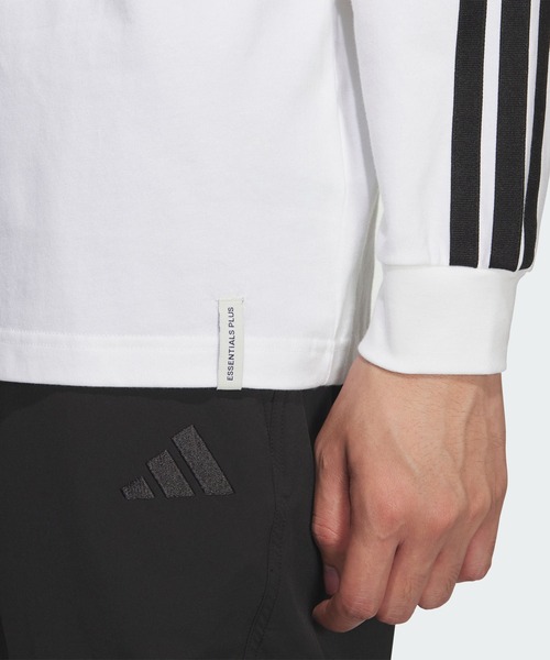 adidas(アディダス)の「エッセンシャルズ プラス ルーズフィット スリーストライプス シングルジャージー 長袖Tシャツ / ロンT / アディダス adidas(Tシャツ/カットソー・メンズ・ホワイト・XX-LARGE/3XL/LARGE/MEDIUM/SMALL/X-LARGE/X-SMALL)」の4枚目の写真