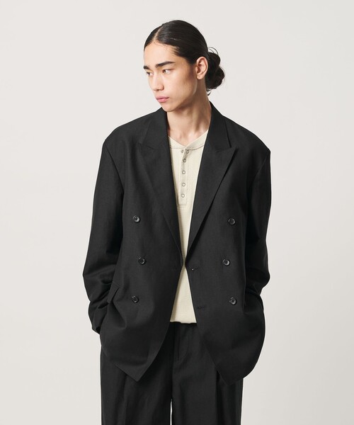 MONKEY TIME(モンキータイム)の「ウール リネン ダブル ブレスト ジャケット(テーラードジャケット・メンズ・ブラック・S/M/L/XL)」の15枚目の写真