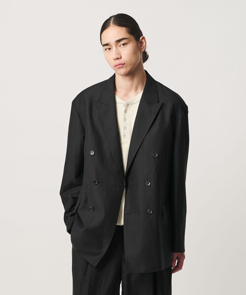 MONKEY TIME(モンキータイム)の「ウール リネン ダブル ブレスト ジャケット(テーラードジャケット・メンズ・ブラック・S/M/L/XL)」の16枚目の写真