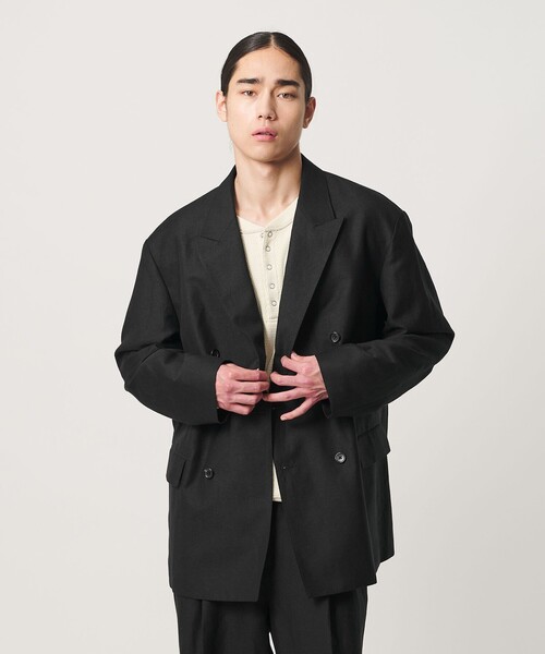 MONKEY TIME(モンキータイム)の「ウール リネン ダブル ブレスト ジャケット(テーラードジャケット・メンズ・ブラック・S/M/L/XL)」の17枚目の写真