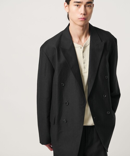 MONKEY TIME(モンキータイム)の「ウール リネン ダブル ブレスト ジャケット(テーラードジャケット・メンズ・ブラック・S/M/L/XL)」の18枚目の写真