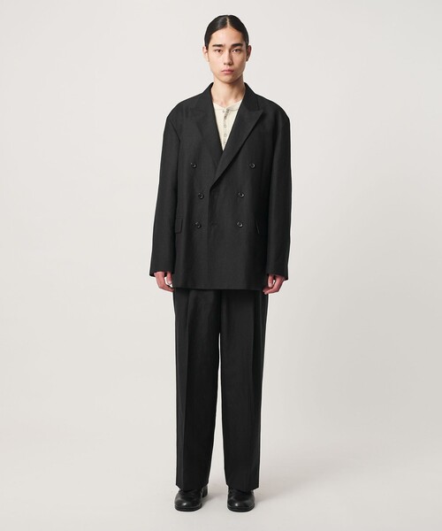 MONKEY TIME(モンキータイム)の「ウール リネン ダブル ブレスト ジャケット(テーラードジャケット・メンズ・ブラック・S/M/L/XL)」の2枚目の写真
