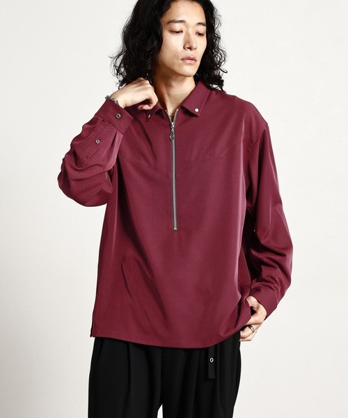 RAGEBLUE（レイジブルー）の「【LUXURY＋EASY】＜イージーケア＞WESTERN HALF ZIP SHIRTS/ラグイージーウエスタンハーフジップシャツLS（シャツ/ブラウス・メンズ・グレー/ワインレッド/ブラック・MEDIUM/LARGE）」の8枚目の写真