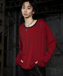 LANDNESS（ランドネス）の「【LANDNESS ランドネス】U-Neck Finger-Hole Border L S TEE UネックフィンガーホールボーダーロングスリーブTEE（Tシャツ/カットソー）」