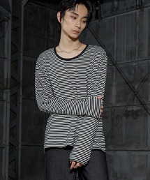 LANDNESS（ランドネス）の「【LANDNESS ランドネス】U-Neck Finger-Hole Border L S TEE UネックフィンガーホールボーダーロングスリーブTEE（Tシャツ/カットソー）」