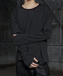 LANDNESS（ランドネス）の「【LANDNESS ランドネス】U-Neck Finger-Hole Border L S TEE UネックフィンガーホールボーダーロングスリーブTEE（Tシャツ/カットソー）」