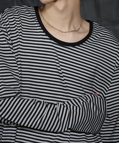 LANDNESS（ランドネス）の「【LANDNESS/ランドネス】U-Neck Finger-Hole Border L/S TEE/UネックフィンガーホールボーダーロングスリーブTEE（Tシャツ/カットソー・メンズ・ブラック/レッド/ホワイト・L/M/S）」の20枚目の写真