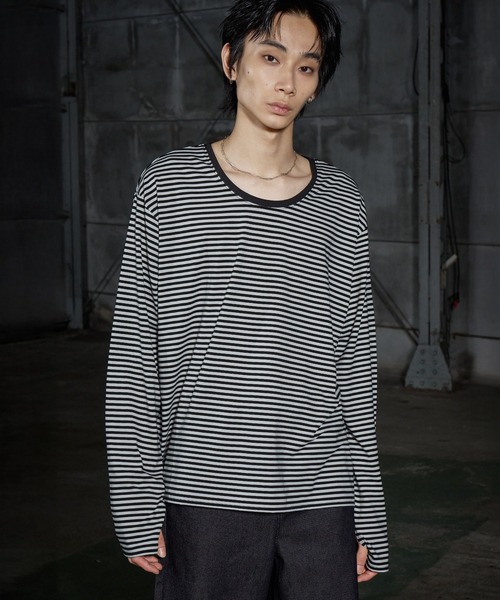 LANDNESS（ランドネス）の「【LANDNESS/ランドネス】U-Neck Finger-Hole Border L/S TEE/UネックフィンガーホールボーダーロングスリーブTEE（Tシャツ/カットソー・メンズ・ブラック/レッド/ホワイト・L/M/S）」の21枚目の写真