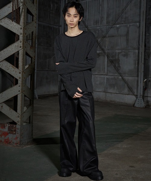 LANDNESS（ランドネス）の「【LANDNESS/ランドネス】U-Neck Finger-Hole Border L/S TEE/UネックフィンガーホールボーダーロングスリーブTEE（Tシャツ/カットソー・メンズ・ブラック/レッド/ホワイト・L/M/S）」の8枚目の写真