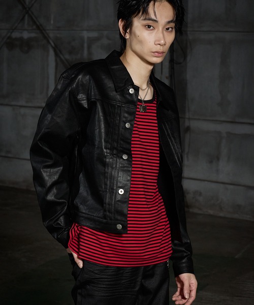 LANDNESS（ランドネス）の「【LANDNESS/ランドネス】U-Neck Finger-Hole Border L/S TEE/UネックフィンガーホールボーダーロングスリーブTEE（Tシャツ/カットソー・メンズ・ブラック/レッド/ホワイト・L/M/S）」の16枚目の写真
