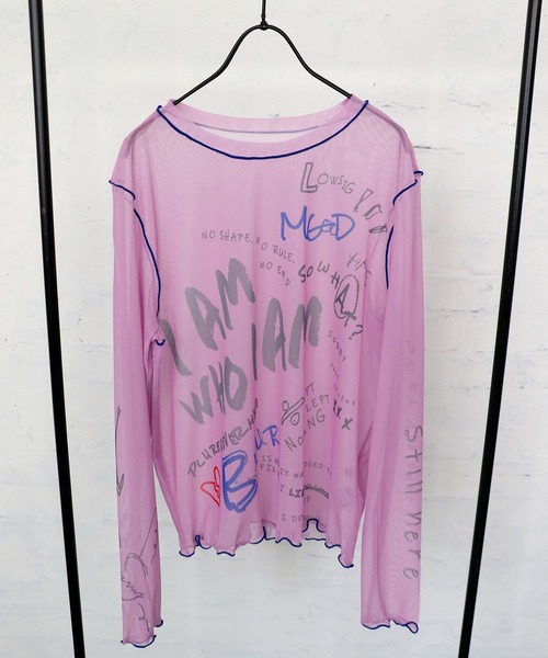 Cepica（セピカ）の「落書き風プリントシアートップス（Tシャツ/カットソー・レディース・イエロー/ネイビー/ピンク・FREE）」の8枚目の写真