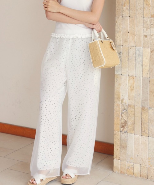 BIRTHDAY BASH(バースデイバッシュ)の「DOT & TULLE LAYERED SHEER PANTS(ドットアンドチュールレイヤードシアーパンツ)(その他パンツ・レディース・ホワイト・FREE)」の1枚目の写真