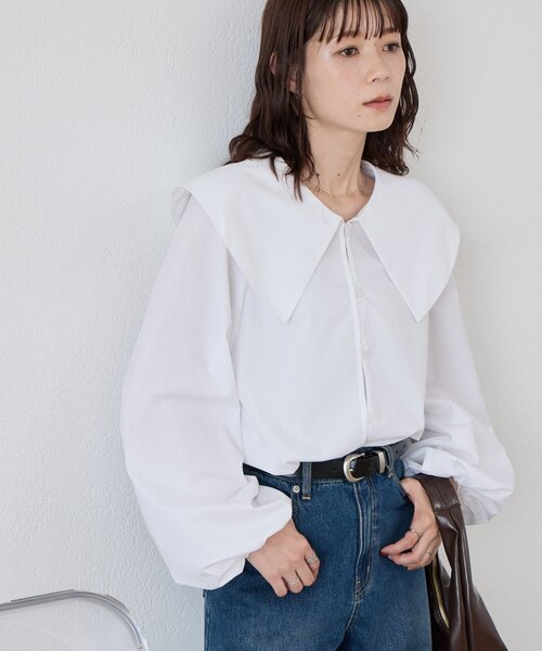 DISCOAT(ディスコート)の「【WEB限定】ビッグカラーシャツ(シャツ/ブラウス・レディース・ピンク/ホワイト/ブラック・FREE)」の2枚目の写真