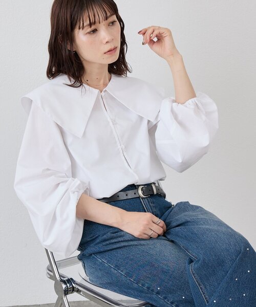 DISCOAT(ディスコート)の「【WEB限定】ビッグカラーシャツ(シャツ/ブラウス・レディース・ピンク/ホワイト/ブラック・FREE)」の7枚目の写真