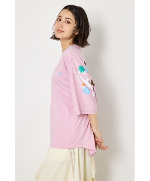 RODEO CROWNS WIDE BOWL(ロデオクラウンズワイドボウル)の「フラワースクリプトロゴ5分袖Tシャツ(Tシャツ/カットソー・レディース・オフホワイト/ライム/ブラック/ライトピンク・FREE)」の10枚目の写真
