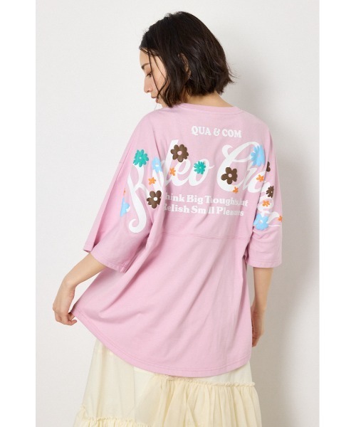 RODEO CROWNS WIDE BOWL(ロデオクラウンズワイドボウル)の「フラワースクリプトロゴ5分袖Tシャツ(Tシャツ/カットソー・レディース・オフホワイト/ライム/ブラック/ライトピンク・FREE)」の11枚目の写真