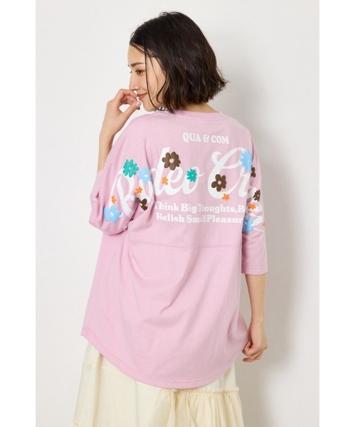 RODEO CROWNS WIDE BOWL(ロデオクラウンズワイドボウル)の「フラワースクリプトロゴ5分袖Tシャツ(Tシャツ/カットソー・レディース・オフホワイト/ライム/ブラック/ライトピンク・FREE)」の12枚目の写真