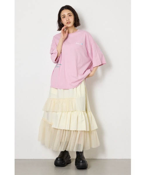 RODEO CROWNS WIDE BOWL(ロデオクラウンズワイドボウル)の「フラワースクリプトロゴ5分袖Tシャツ(Tシャツ/カットソー・レディース・オフホワイト/ライム/ブラック/ライトピンク・FREE)」の13枚目の写真