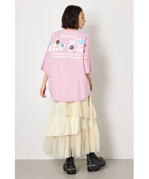 RODEO CROWNS WIDE BOWL(ロデオクラウンズワイドボウル)の「フラワースクリプトロゴ5分袖Tシャツ(Tシャツ/カットソー・レディース・オフホワイト/ライム/ブラック/ライトピンク・FREE)」の14枚目の写真