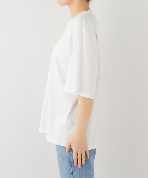 journal standard L'essage(ジャーナルスタンダードレサージュ)の「ROHE/ローエ Oversized cotton silk t-shirt Tシャツ(Tシャツ/カットソー・レディース・ホワイト・36)」の2枚目の写真